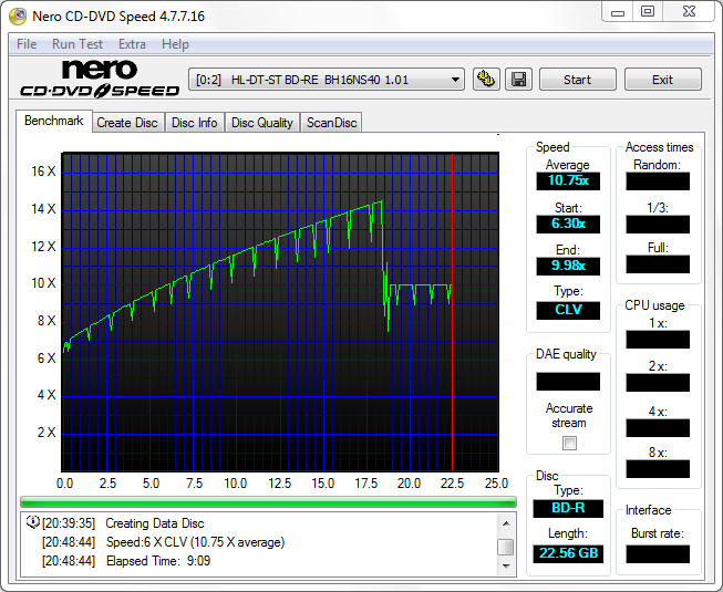 LG BH16NS40 CD Speed Write Sony BD-R 4.PNG