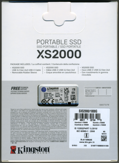 Kingston XS2000 Portable SSD - USB 3.2 Gen 2x2 